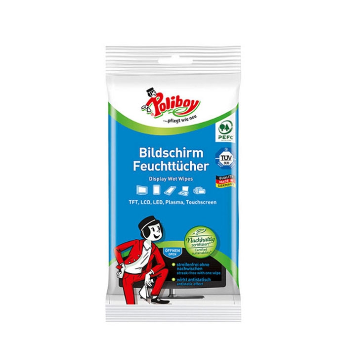 ВЛАЖНИ КЪРПИ ЗА ПОЧИСТВАНЕ ДИСПЛЕИ 15 броя / POLIBOY WET WIPES FOR CLEANING DISPLAYS