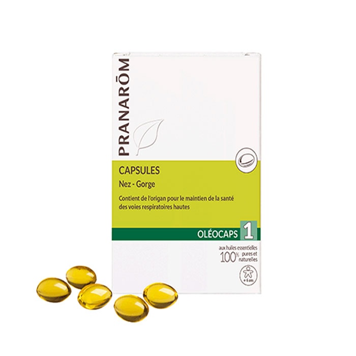 ПРАНАРОМ ОЛЕОКАПС 1 НОС - ГЪРЛО капсули 30 броя / PRANAROM OLEOCAPS 1 NOSE - THROAT capsules 30