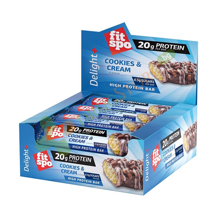 ПРОТЕИНОВ БАР ДИЛАЙТ БИСКВИТА И КРЕМ 60 г 12 броя / FITSPO PROTEIN BAR DELIGHT COOKIES AND CREAM 60 g