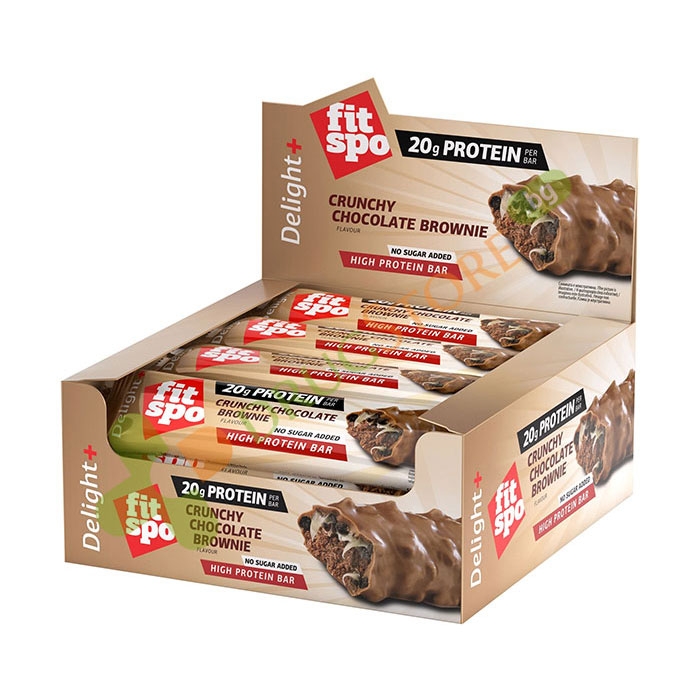 ПРОТЕИНОВ БАР ДИЛАЙТ КРЪНЧИ ШОКО БРАУНИ 60 г 12 броя / FITSPO PROTEIN BAR DELIGHT CRUNCHY CHOCO BROWNIE 60 g