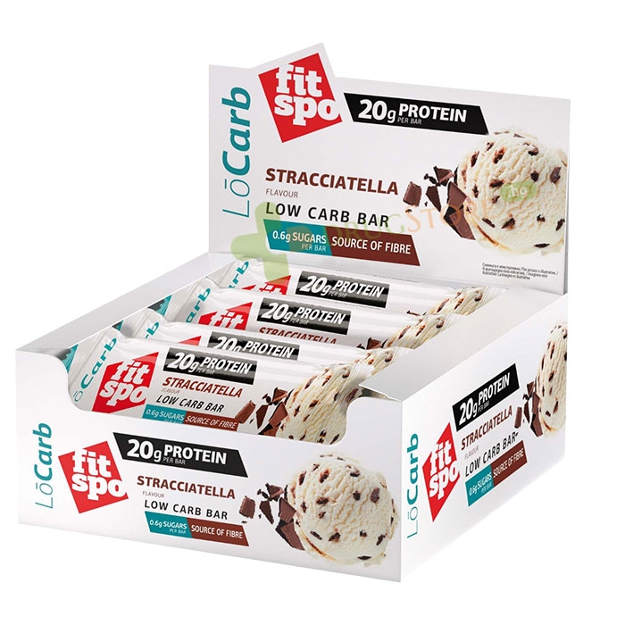 ПРОТЕИНОВ БАР ЛО КАРБ СТРАЧАТЕЛА СЛАДОЛЕД 60 г 12 броя / FITSPO PROTEIN BAR LO CARB STRACCIATELLA