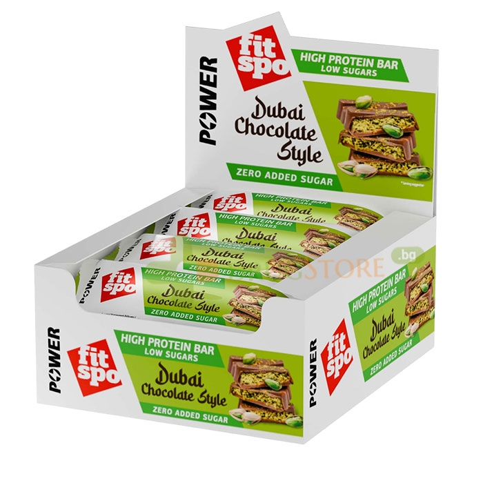 ПРОТЕИНОВ БАР ПАУЪР ДУБАЙСКИ ШОКОЛАД 50 г 12 броя / FITSPO PROTEIN BAR DUBAI CHOCOLATE 50 g