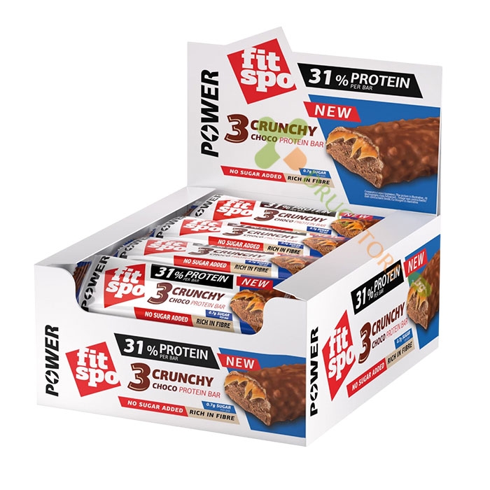 ПРОТЕИНОВ БАР ПАУЪР КРЪНЧИ ТРОЕН ШОКОЛАД 50 г 12 броя / FITSPO PROTEIN BAR POWER 3 CRUNCHY CHOCO