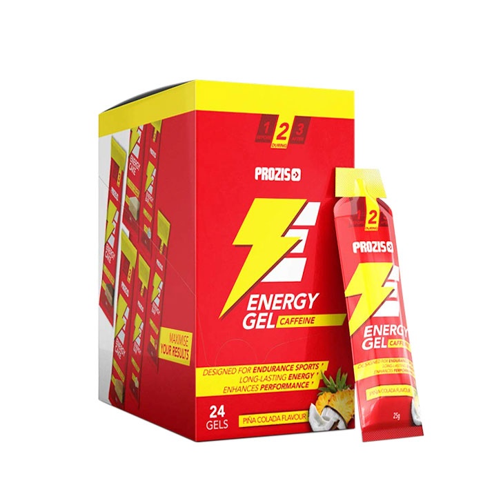 ПРОЗИС ЕНЕРДЖИ ГЕЛ С ВКУС НА ПИНА КОЛАДА саше 25 гр. 24 броя / PROZIS ENERGY GEL + CAFFEINE PINA COLADA FLAVOUR sachet 25 gr. 24