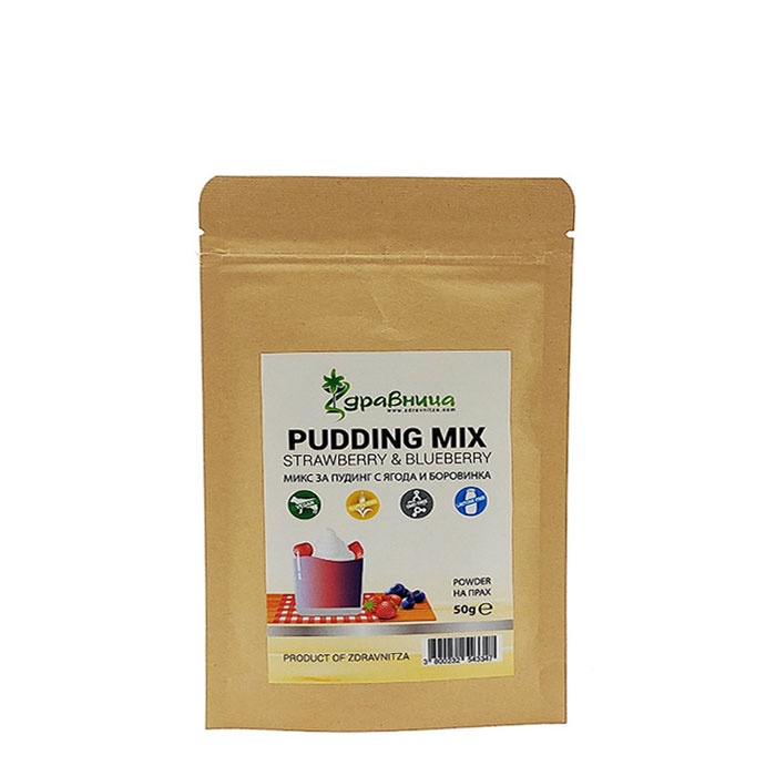ЗДРАВНИЦА МИКС ЗА ПУДИНГ С ЯГОДА И БОРОВИНКА 50 гр. / ZDRAVNITZA PUDDING MIX STRAWBERRY &amp; BLUEBERRY