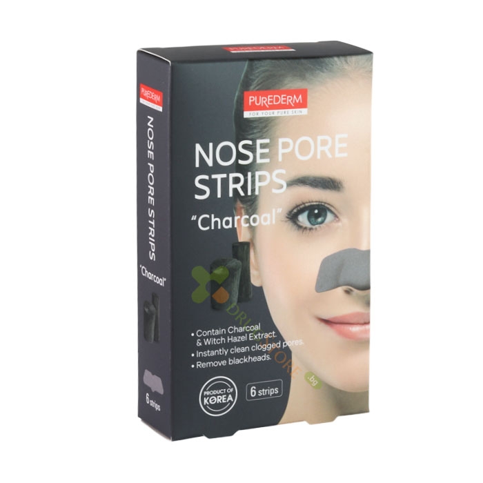 ЛЕПЕНКИ ЗА ПОЧИСТВАНЕ НОС С АКТИВЕН ВЪГЛЕН 6 броя / PUREDERM NOSE PORE STRIPS CHARCOAL