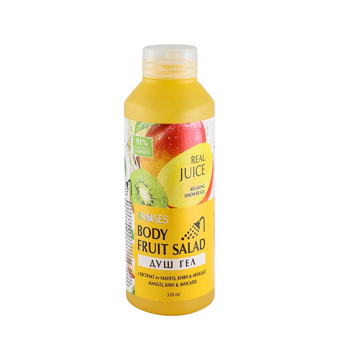 РЕЛАКСИРАЩ ДУШ ГЕЛ С ЕКСТРАКТ ОТ МАНГО, КИВИ И АВОКАДО 330 мл / AGIVA NATURE OF AGIVA ROSES FRUIT SALAD RELAXING SHOWER GEL WITH MANGO, KIWI AND AVOCADO