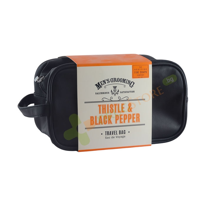 МЪЖКИ КОЗМЕТИЧЕН КОМПЛЕКТ ЗА ПЪТУВАНЕ БЯЛ ТРЪН И ЧЕРЕН ПИПЕР / SCOTTISH FINE THISTLE &amp; BLACK PEPPER TRAVELING TRAVEL SET