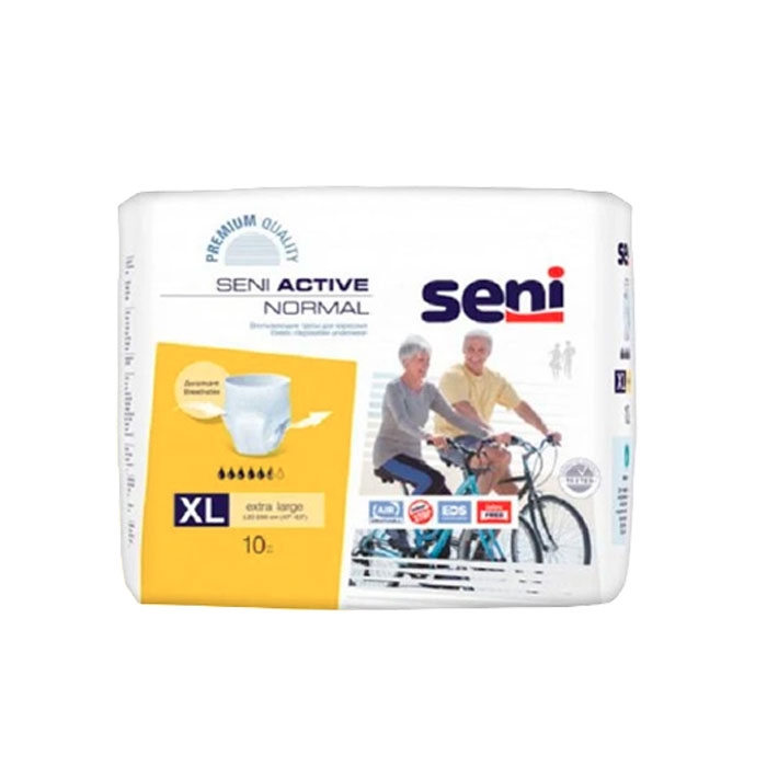 ПРЕДПАЗНО БЕЛЬО ЗА ВЪЗРАСТНИ СЕНИ АКТИВ НОРМАЛ размер XL 10 броя / SENI ACTIVE NORMAL ELASTIC DISPOSABLE UNDERWEAR XL