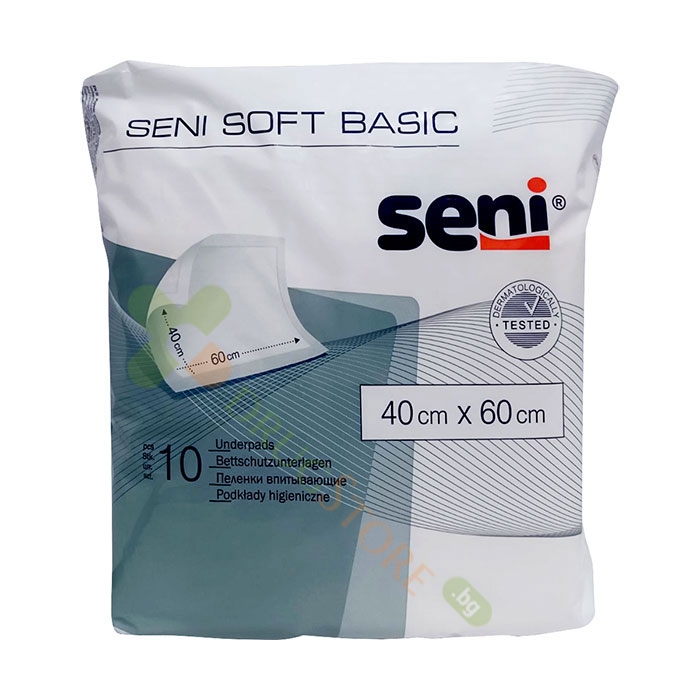 ЧАРШАФИ СЕНИ СОФТ БЕЙСИК 40 см / 60 см 10 броя / SENI SOFT BASIC UNDERPADS 40 cm / 60 cm