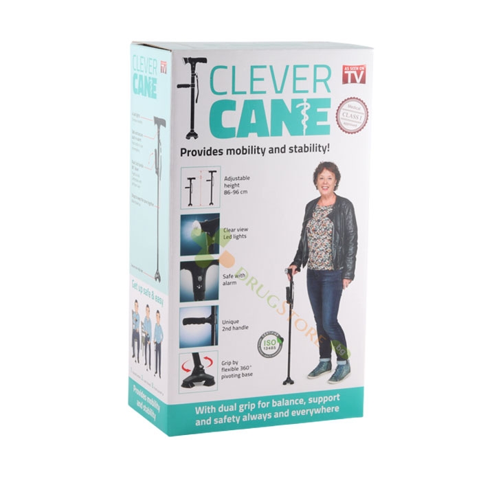 СГЪВАЕМ ИНОВАТИВЕН БАСТУН КЛЕВЪРКЕЙН С ВГРАДЕНА АЛАРМА И LED ФЕНЕР / TELESTAR CLEVER CANE