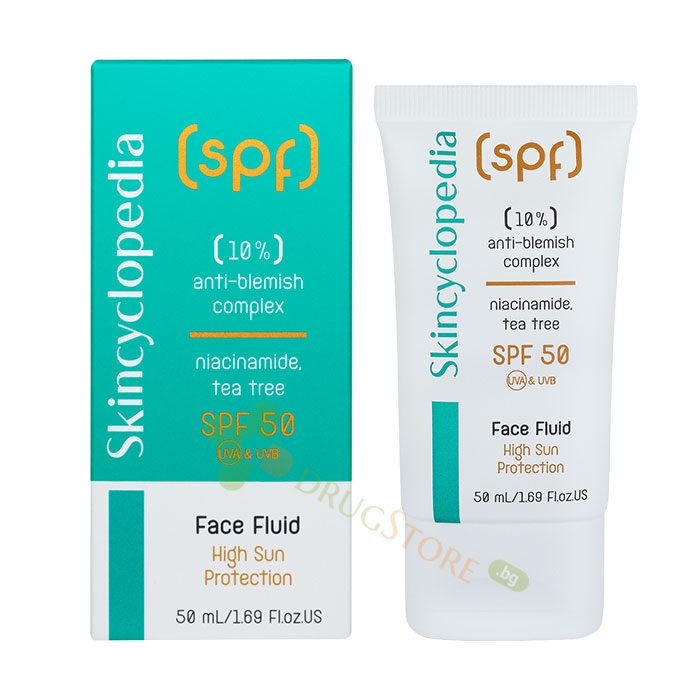 СКИНЦИКЛОПЕДИЯ СЛЪНЦЕЗАЩИТЕН ФЛУИД ЗА ЛИЦЕ ПРИ НЕСЪВЪРШЕНСТВА SPF50 50 мл / SKINCYCLOPEDIA SUNSCREEN FACE FLUID ANTI BLEMISH COMPLEX SPF50