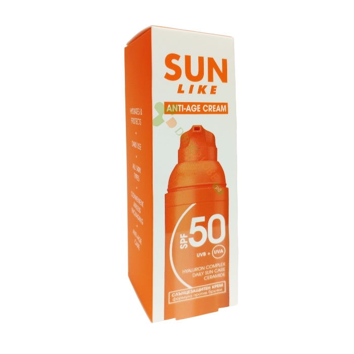 СЛЪНЦЕЗАЩИТЕН КРЕМ ЛИЦЕ АНТИ-ЕЙДЖ SPF50 50 мл / SUN LIKE ANTI-AGE CREAM SPF50
