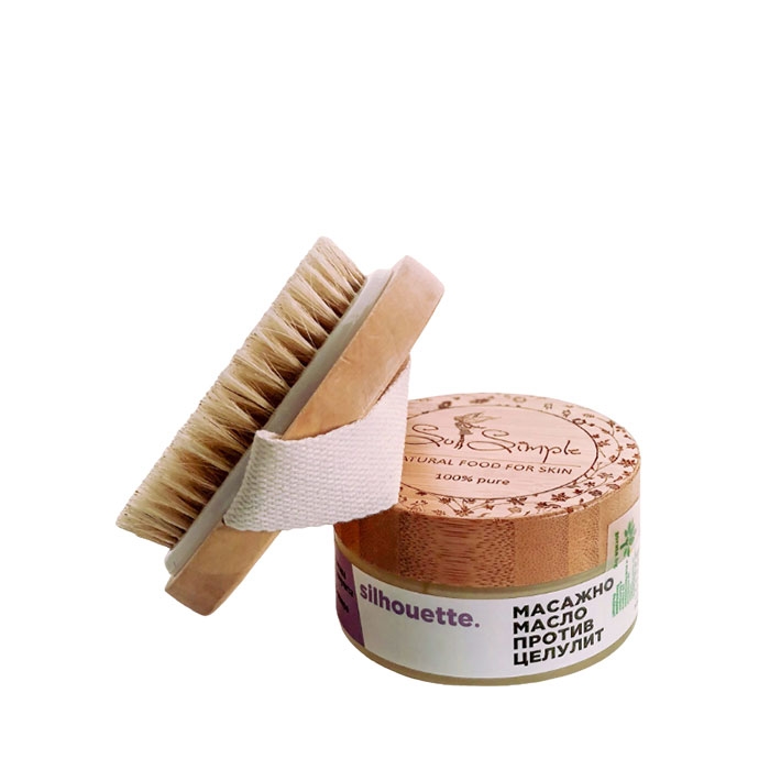 КОМПЛЕКТ ЗА СУХ МАСАЖ НАТУРАЛНО МАСЛО SILHOUETTE 100 мл + ЧЕТКА / SO SIMPLE DRY MASSAGE SET SILHOUETTE 100 ml + BRUSH