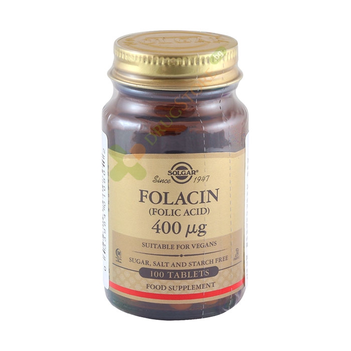 СОЛГАР ФОЛИЕВА КИСЕЛИНА (ФОЛАЦИН) таблетки 400 мкг 100 броя / SOLGAR FOLACIN (FOLIC ACID)
