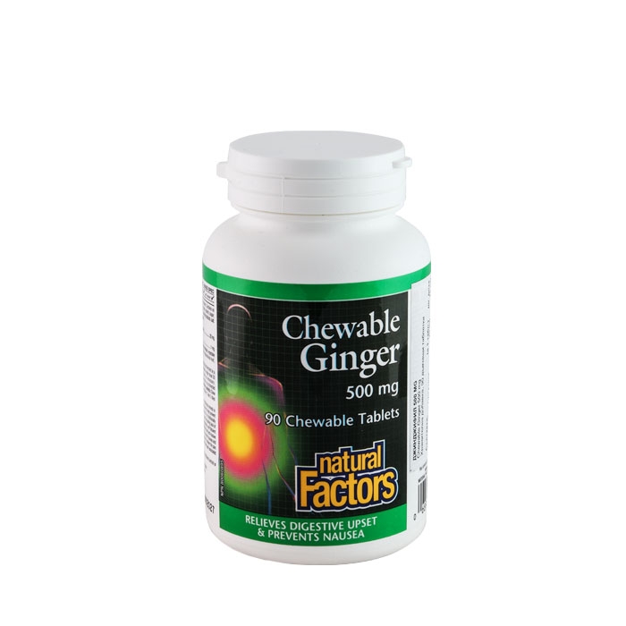НАТУРАЛ ФАКТОРС ДЖИДЖИФИЛ дъвчащи таблетки 90 броя / NATURAL FACTORS GINGER