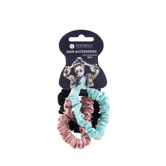 СТАНДЕЛИ ЛАСТИК ЗА КОСА СКРЪНЧИ 4 броя модел 0780938 / STANDELLI HAIR SCRUNCHIES