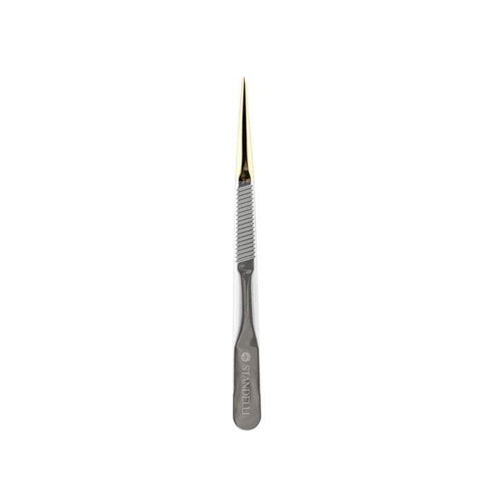 ДИЗАЙНЕРСКА ПИНСЕТА 8 С ОСТЪР ПОЗЛАТЕН ВРЪХ / STANDELLI DESIGH TWEEZERS 8 STRAIGHT WITH GOLDEN EDGE