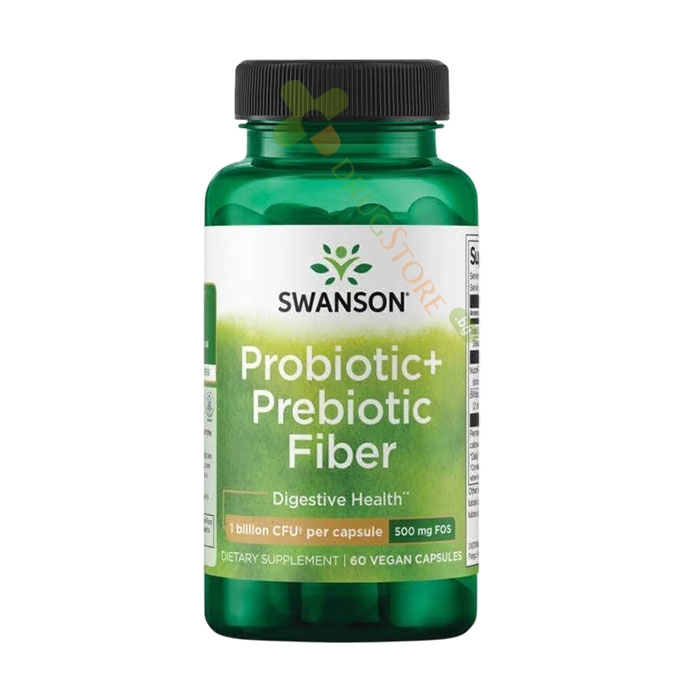 СУОНСЪН ПРОБИОТИК + ПРЕБИОТИЧНИ ФИБРИ капсули 60 броя / SWANSON PROBIOTIC + PREBIOTIC FIBER