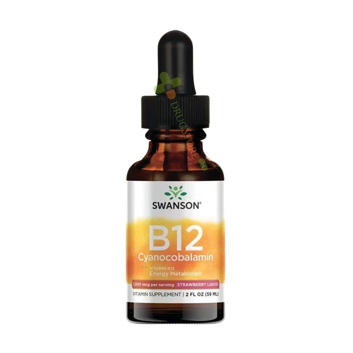 СУОНСЪН ВИТАМИН B12 ЦИАНОКОБАЛАМИН 59 мл / SWANSON VITAMIN B12 CYANOCOBALAMIN STRAWBERRY