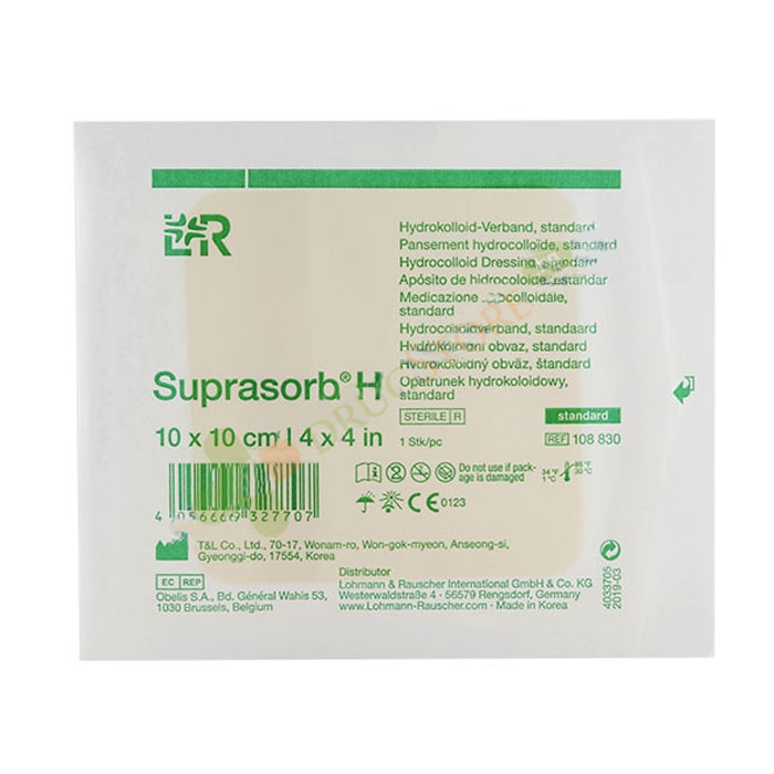 СУПРАСОРБ Н ХИДРОКОЛОИДНА ПРЕВРЪЗКА 10 х 10 см 1 брой / LOHMANN &amp; RAUSCHER SUPRASORB H HYDROCOLLOID WOUND DRESSING 10 x 10 cm