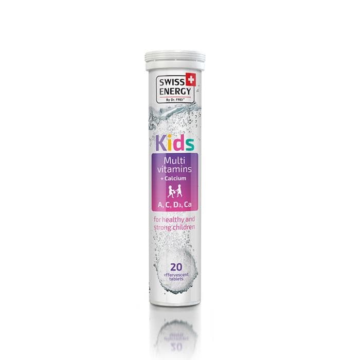 ДЕТСКИ МУЛТИВИТАМИНИ + КАЛЦИЙ ефервесцентни таблетки 20 броя / SWISS ENERGY MULTIVITAMINS + CALCIUM FOR KIDS