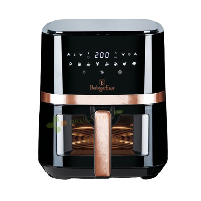 ФРИТЮРНИК С ГОРЕЩ ВЪЗДУХ BERLINGER HAUS BH9343 BLACK ROSE AIR FRYER 5 л / TELESTAR BERLINGER HAUS BH9343 BLACK ROSE AIR FRYER 5 l
