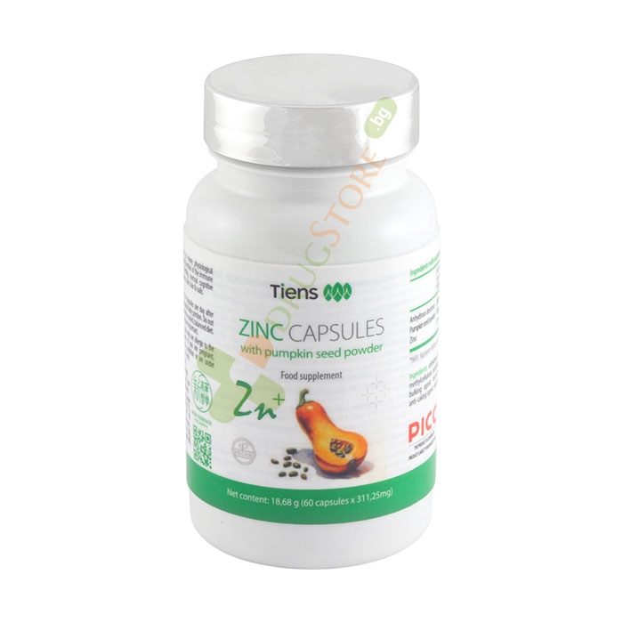 ЦИНК С ТИКВЕНИ СЕМКИ НА ПРАХ капсули 60 броя / TIENS ZINC WITH PUMPKIN SEEDS POWDER