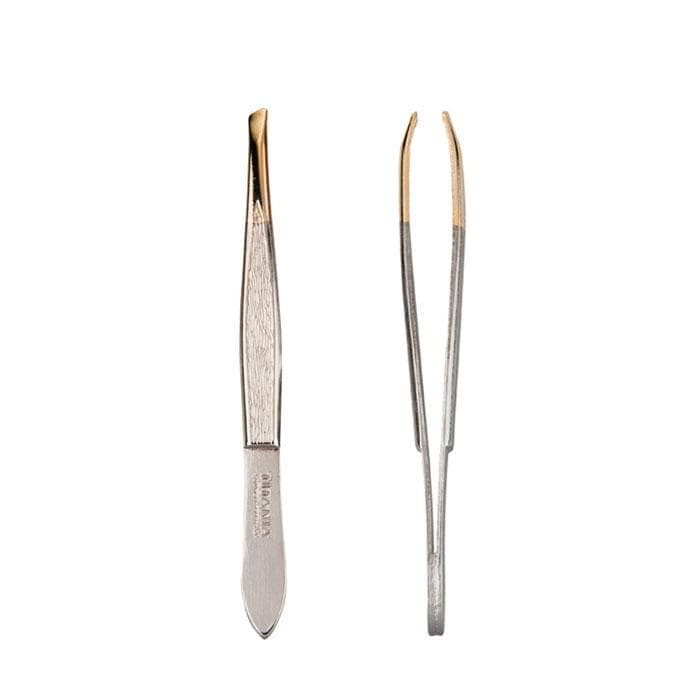 ТИТАНИЯ ТЯСНА СКОСЕНА ПИНСЕТА СЪС ЗЛАТЕН ВРЪХ модел 1067 G / TITANIA TWEEZERS model 1067 G