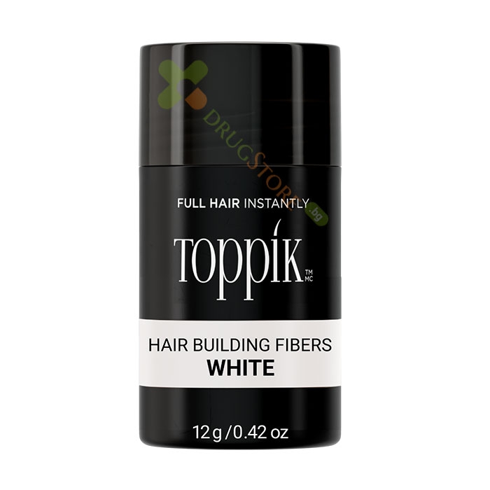 ТОППИК ФИБРИ ЗА КОСА БЯЛО 12 г / TOPPIK HAIR BUILDING FIBERS WHITE