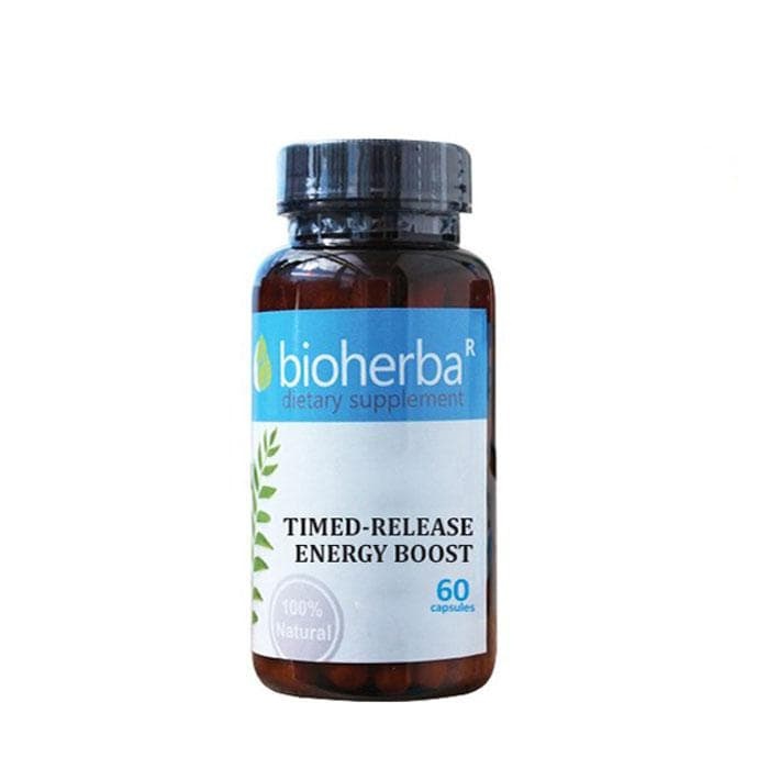 БИОХЕРБА ЕНЕРГИЙНА БОМБА 24 ЧАСА капсули 60 броя / BIOHERBA TIMED-RELEASE ENERGY BOOST