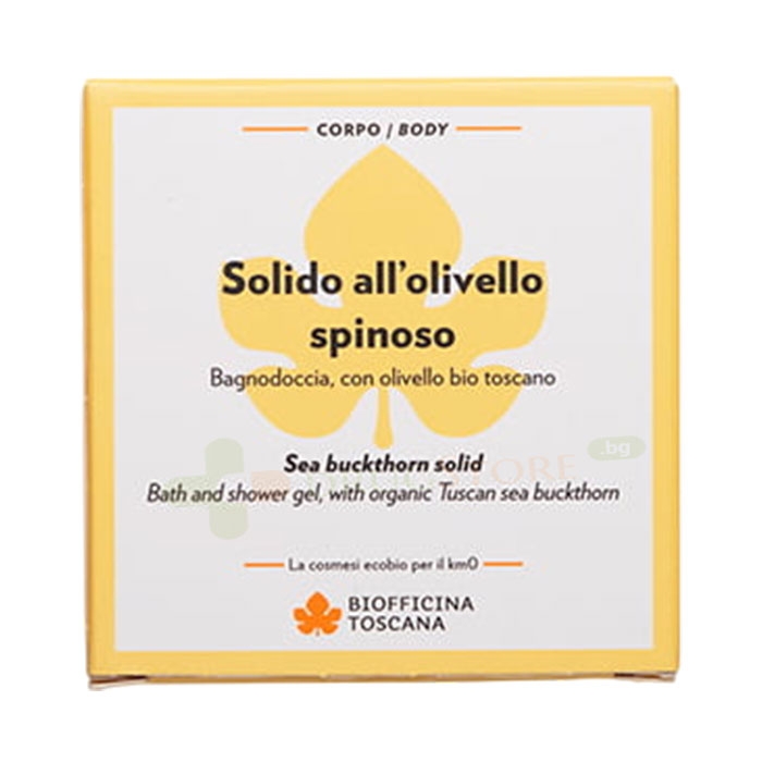 ТВЪРД ШАМПОАН И ДУШ ГЕЛ С МОРСКИ ЗЪРНАСТЕЦ 80 г / BIOFFICINA TOSCANA BATH AND SHOWER GEL WITH ORGANIC TOSCAN SEA BUCKTHORN