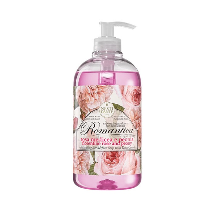ТЕЧЕН САПУН ЗА ЛИЦЕ И ТЯЛО РОМАНТИКА С РОЗА И БОЖУР 500 мл. / NESTI DANTE ROMANTICA SOAP WITH ROSE AND PEONY