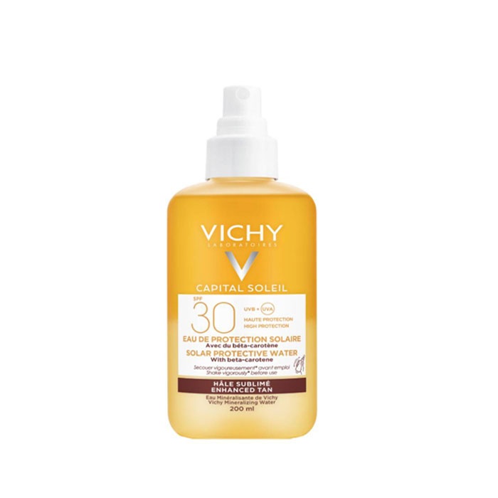 ВИШИ CAPITAL SOLEIL СЛЪНЦЕЗАЩИТНА ВОДА ЗА ЛИЦЕ И ТЯЛО ЗА ТЕН СЪС SPF 30 200 мл. / VICHY CAPITAL SOLEIL SOLAR PROTECTIVE WATER ENHANCED TAN
