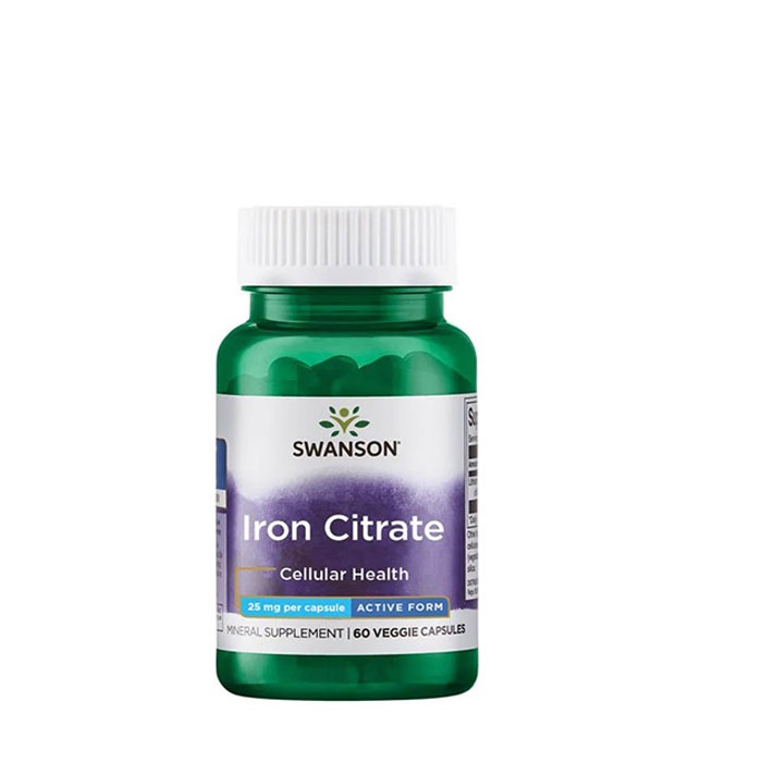 СУОНСЪН ЖЕЛЕЗЕН ЦИТРАТ капсули 25 мг 60 броя SW1377 / SWANSON IRON CITRATE