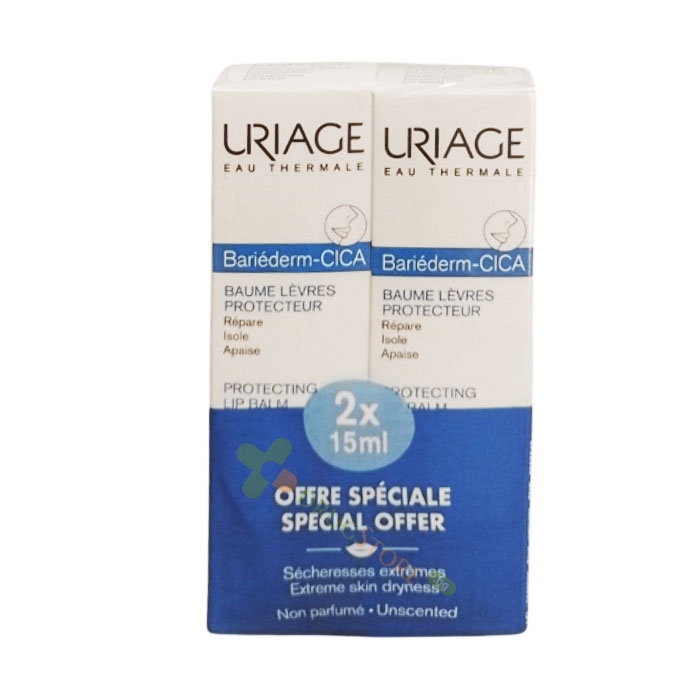 УРИАЖ BARIEDERM CICA ВЪЗСТАНОВЯВАЩ БАЛСАМ ЗА УСТНИ 15 мл 2 броя / URIAGE BARIEDERM CICA PROTECTING LIP BALM