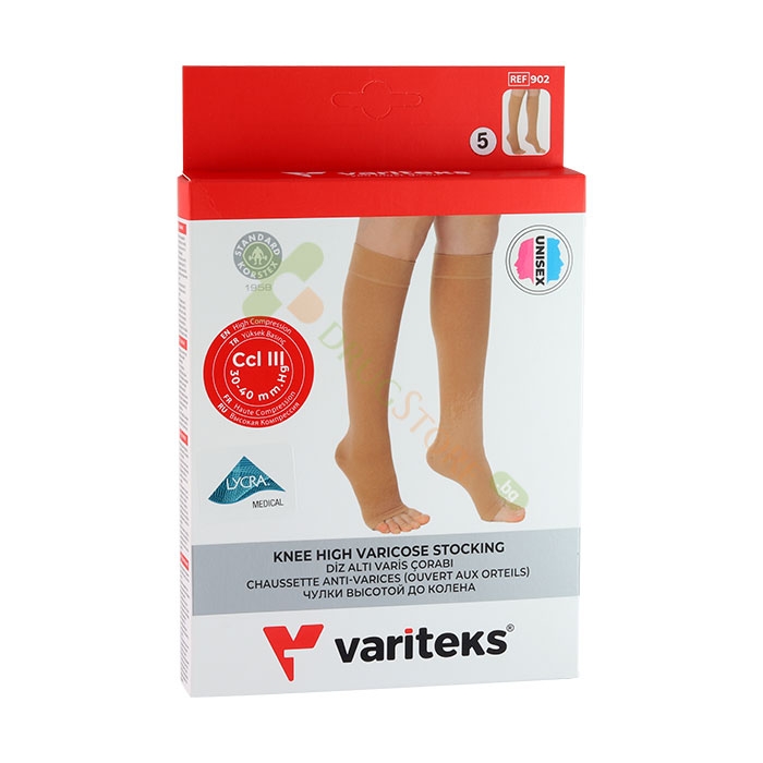 ЧОРАПИ С ОТВОРЕНИ ПРЪСТИ СЪС СИЛНА КОМПРЕСИЯ модел 902 / VARITEKS SOCKS OPEN TOES UNDER KNEE WITH STRONG COMPRESSION model 902
