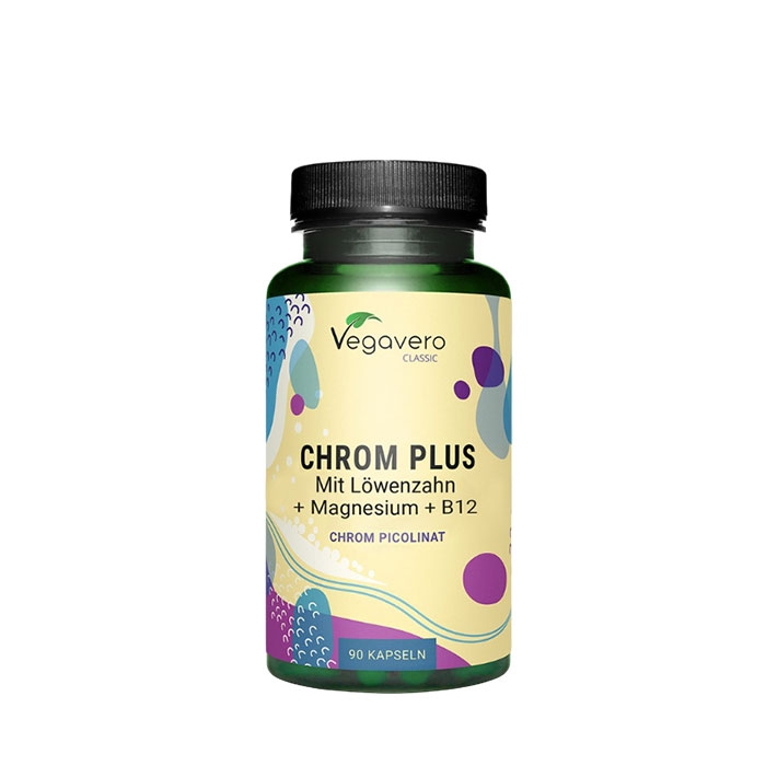 ВЕГАВЕРО ХРОМ + ГЛУХАРЧЕ + МАГНЕЗИЙ + ВИТАМИН B12 капсули 90 броя / VEGAVERO CHROM PLUS DANDELION +MAGNESIUM + VITAMIN B12
