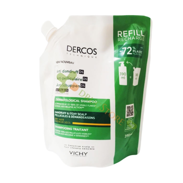 ВИШИ ДЕРКОС ШАМПОАН ПРИ ПЪРХОТ ЗА СУХА КОСА ПЪЛНИТЕЛ 390 мл / VICHY DERCOS ANTI DANDRUFF DERMATOLOGICAL SHAMPOO FOR DRY HAIR REFILL