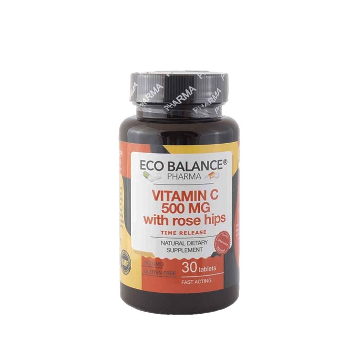 ВИТАМИН C 500 мг + ШИПКА ЕКО БАЛАНС таблетки 30 броя / ECO BALANCE PHARMA VITAMIN C 500 mg + ROSE HIPS