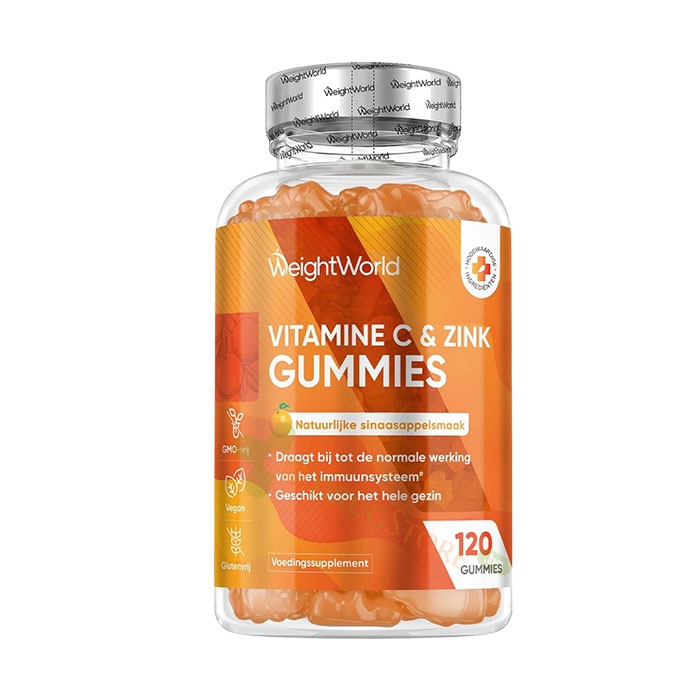 ВИТАМИН C + ЦИНК ГЪМИ С ВКУС НА ПОРТОКАЛ желирани таблетки 120 броя / WEIGHT WORLD VITAMIN C &amp; ZINC GUMMIES ORANGE FLAVOUR gummies