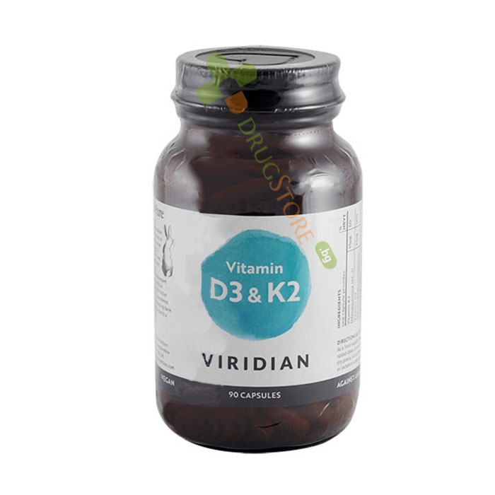 ВИТАМИН D3 + K2 капсули 90 броя / VIRIDIAN VITAMIN D3 + K2