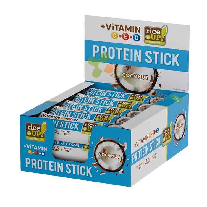 ВИТАМИНОВ ПРОТЕИНОВ СТИК КОКОС 40 г 15 броя / RICE UP! VITAMIN PROTEIN STICK COCONUT 40 g