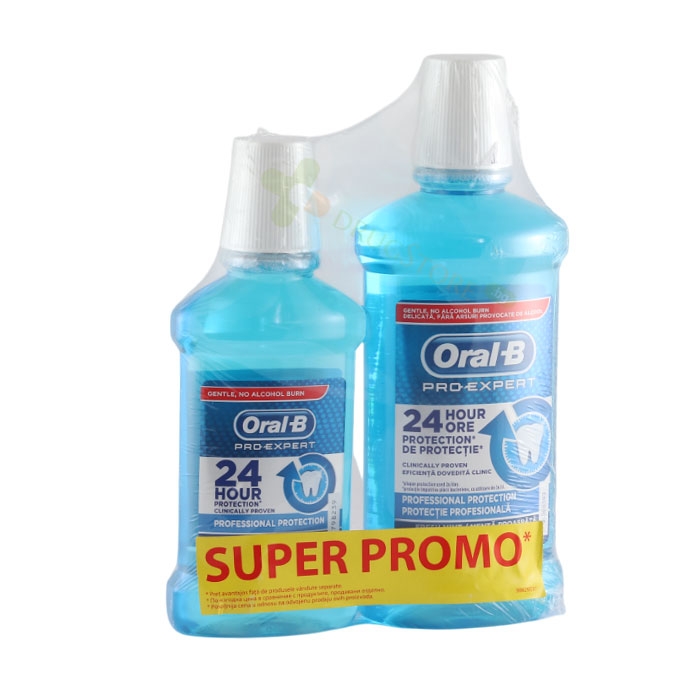 ВОДА ЗА УСТА ОРАЛ Б ПРО ЕКСПЕРТ 24 ч. КОМПЛЕКТ 500 мл + 250 мл / PROCTER &amp; GAMBLE ORAL-B PRO EXPERT 24 h MOUTHWASH SET 500 ml + 250 ml