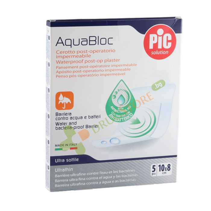 ВОДОУСТОЙЧИВ ПЛАСТИР АКВАБЛОК размер 10 см x 8 см 5 броя / PIC SOLUTION AGUABLOC PLASTERS