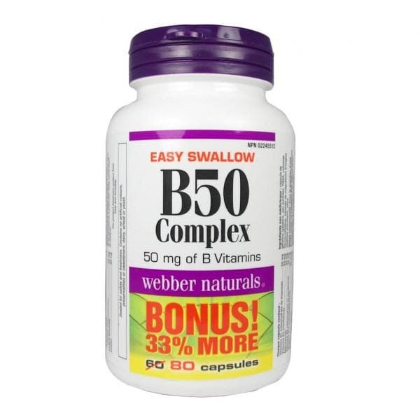 ВИТАМИН Б 50 КОМПЛЕКС капсули 80 броя / WEBBER NATURALS VITAMIN B 50 COMPLEX