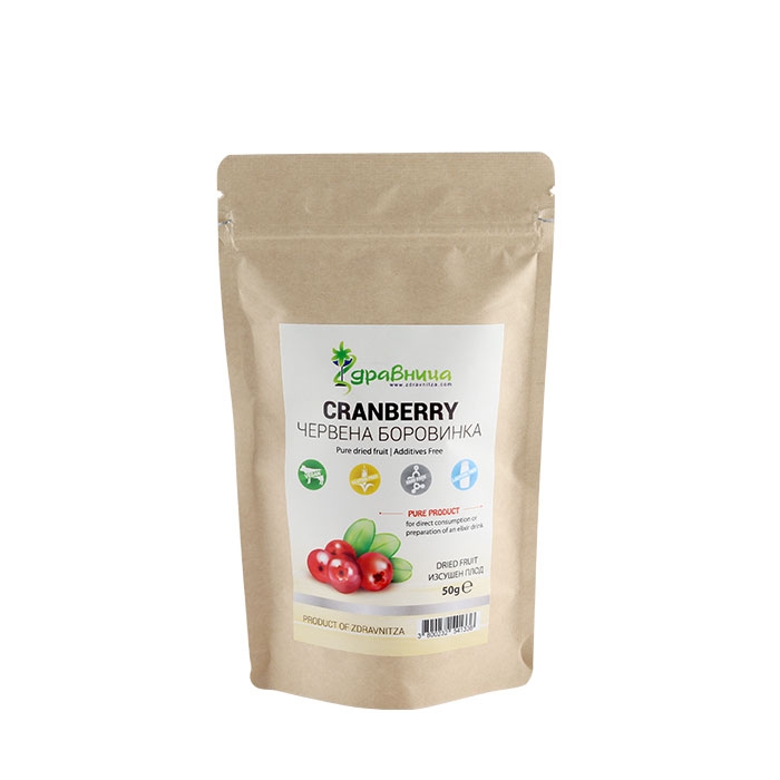 ЗДРАВНИЦА ЧЕРВЕНА БОРОВИНКА ПЛОД 50 г / ZDRAVNITZA CRANBERRY