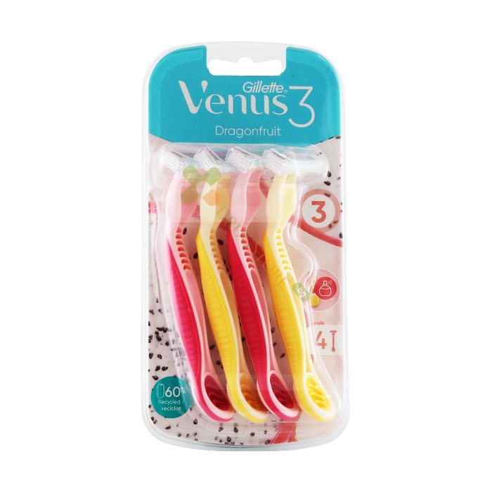 ЖИЛЕТ ВИЙНЪС 3 САМОБРЪСНАЧКА С 3 НОЖЧЕТА DRAGONFRUIT 4 броя / PROCTER &amp; GAMBLE GILLETE VENUS 3 DRAGONFRUIT