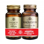 СОЛГАР КОМПЛЕКТ ФОЛИЕВА КИСЕЛИНА + МАГНЕЗИЙ С ВИТАМИН Б6 / SOLGAR SET FOLIC ACID + MAGNESIUM WITH VITAMIN B6
