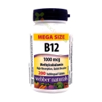 ВИТАМИН B12 (МЕТИЛКОБАЛАМИН) сублингвални таблетки 1000 мкг 200 броя / WEBBER NATURALS VITAMIN B12 (METHYLCOBALAMIN) sublingual tablets 